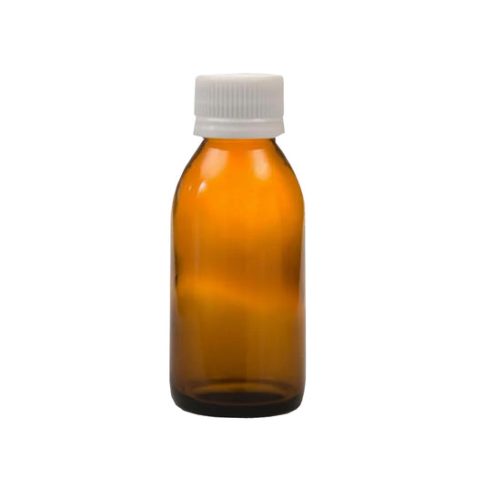 100ml Amber Glass Bottle with Tamper proof White Cap
