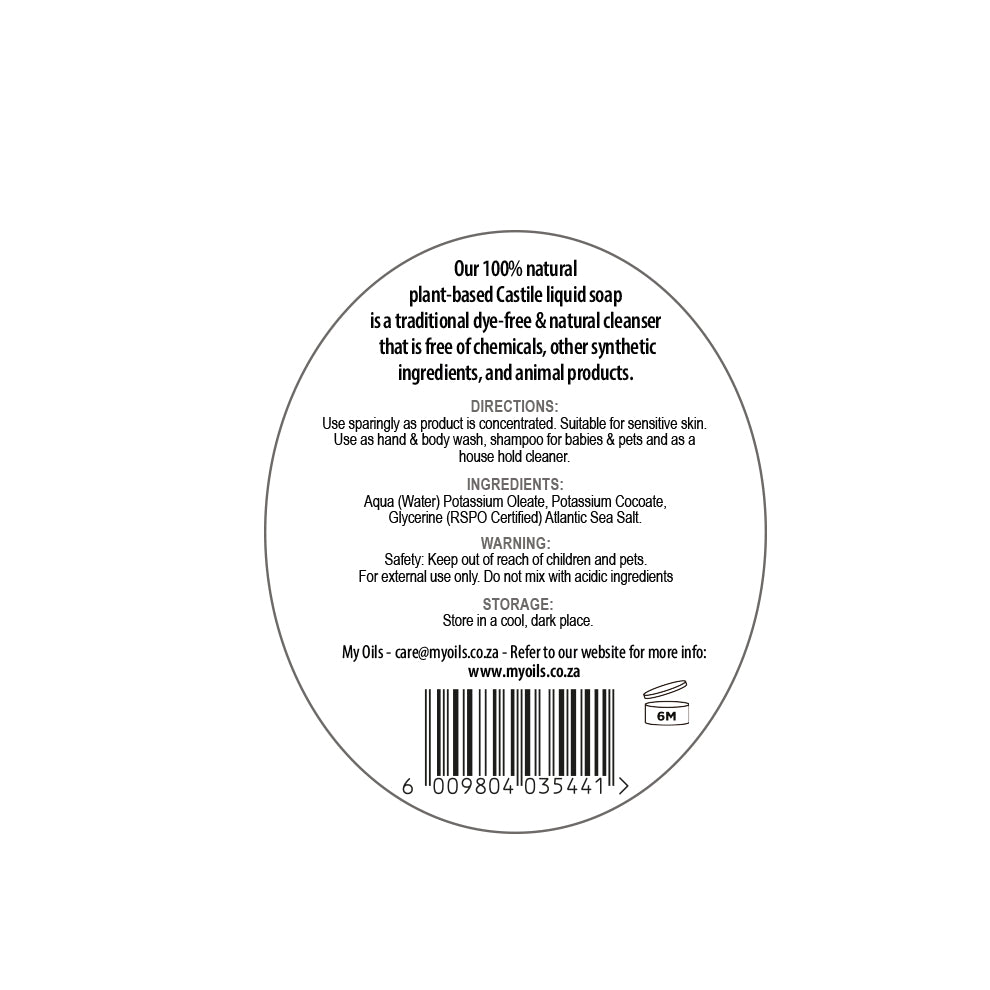 Castile Liquid Soap - Fragrance Free - 500 ml