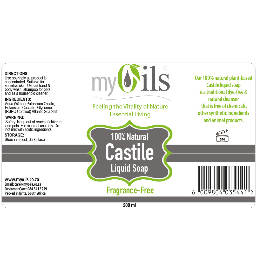 Castile Liquid Soap - Fragrance Free - 500 ml