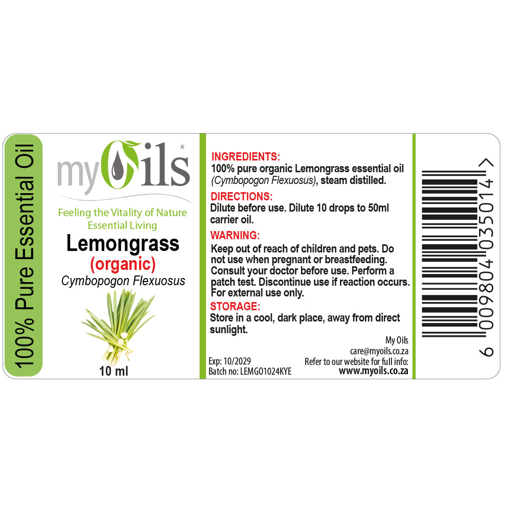 Lemongrass (Organic) Essential Oil - 10ml