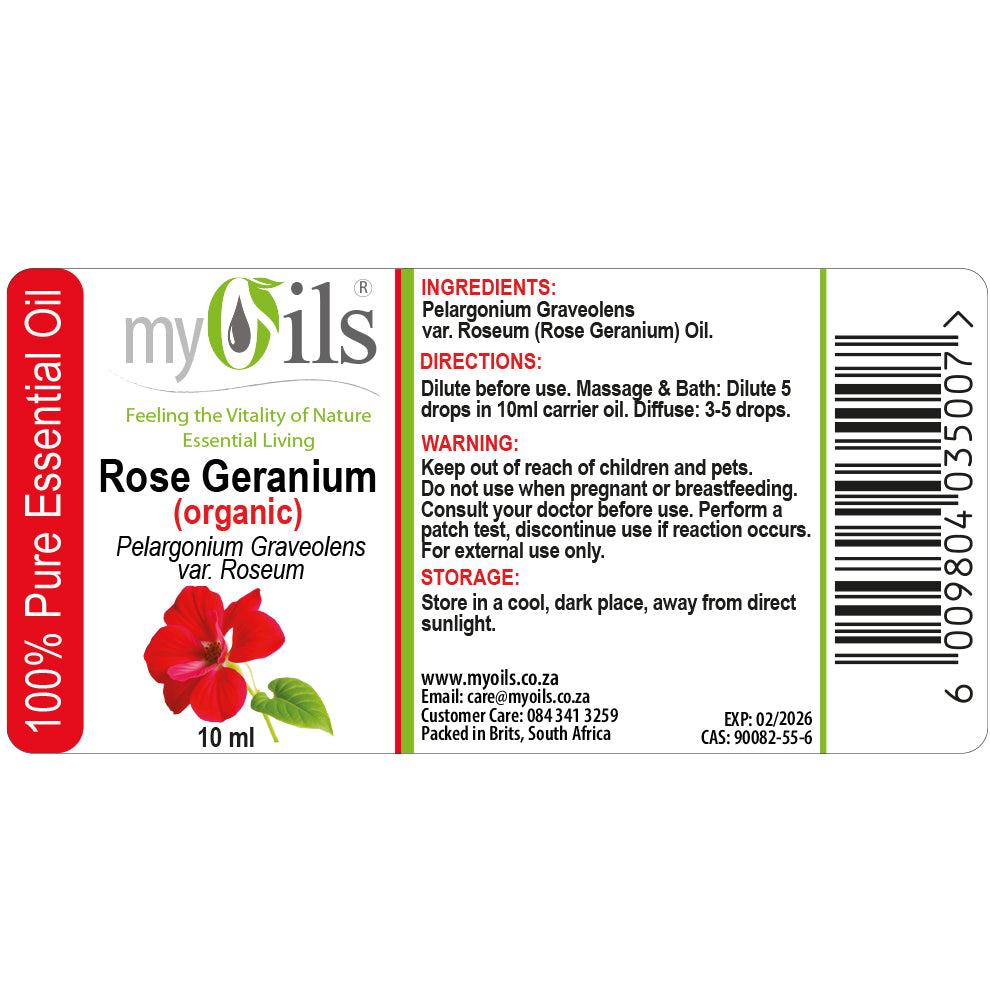 Rose Geranium (Organic) Essential Oil - 10ml