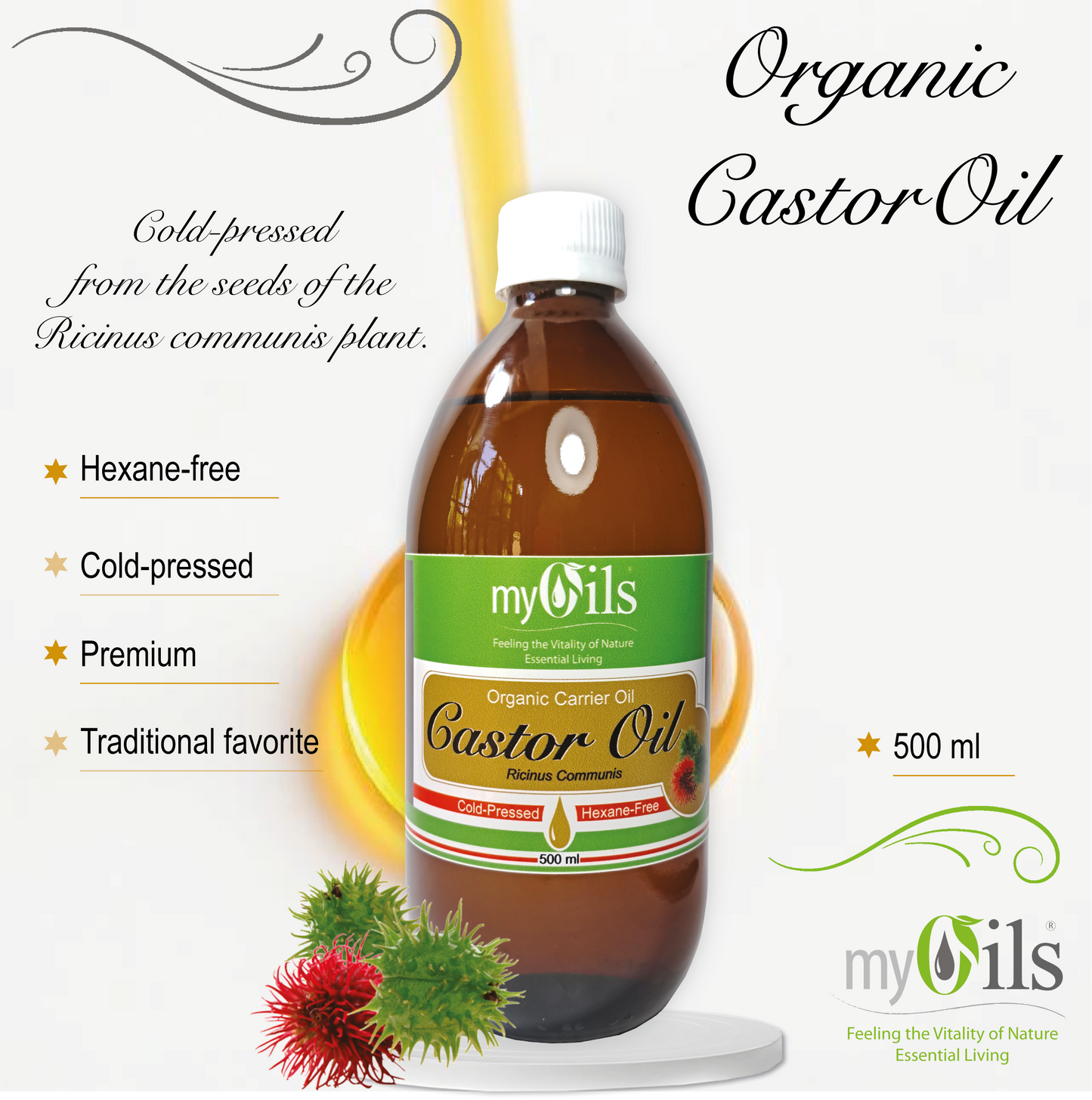 Castor (Organic) Hexane Free Carrier Oil - 500ml