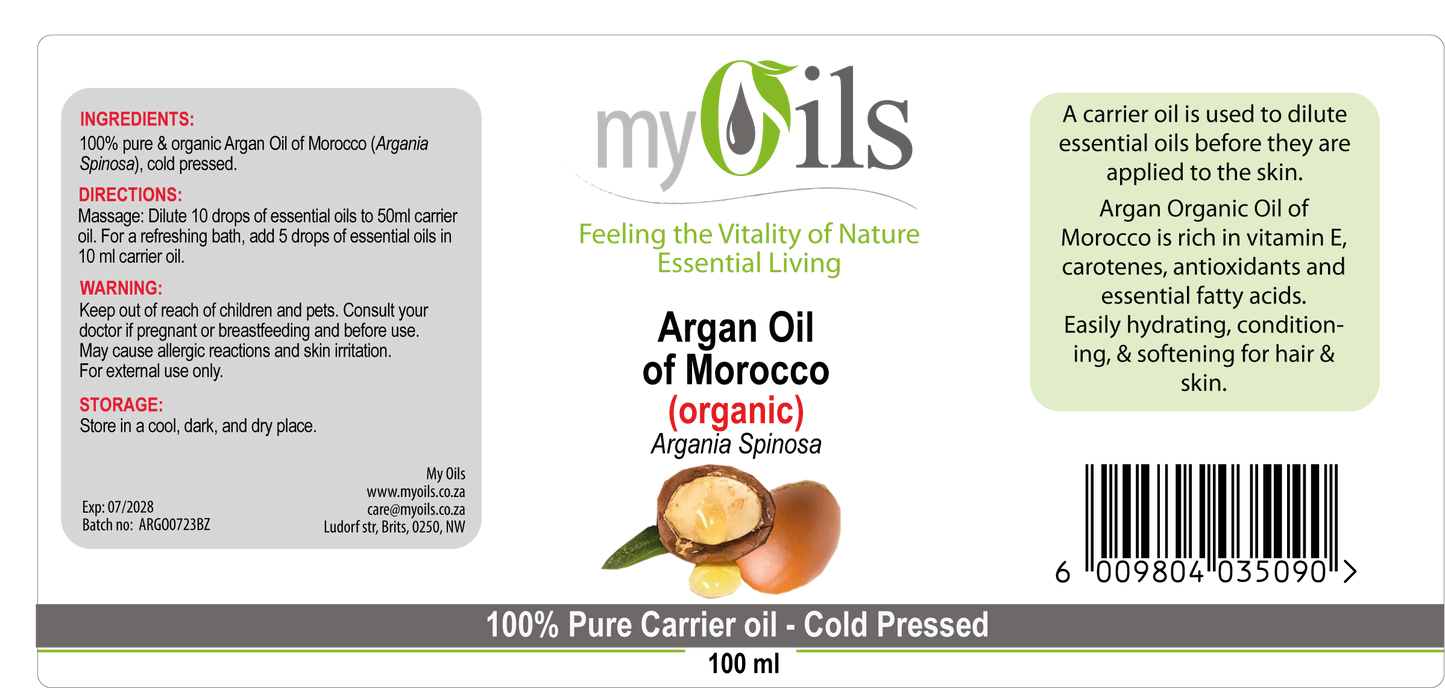 Argan Oil of Morocco Carrier Oil 100 ml My Oils