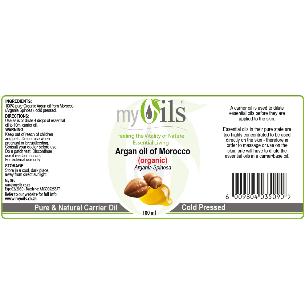 Argan Oil of Morocco (Organic) Carrier Oil - 100ml