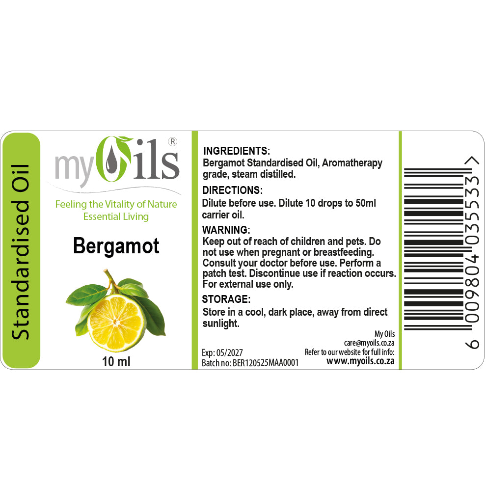 Bergamot Standardised Essential Oil - 10ml