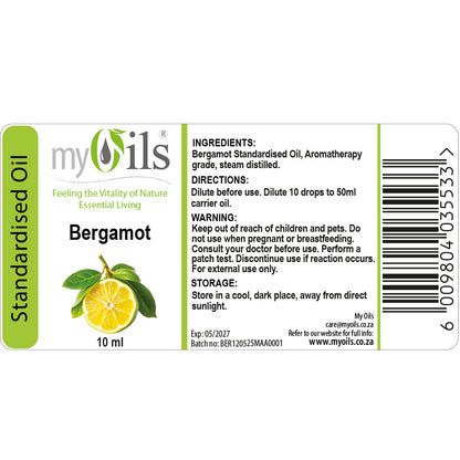 Bergamot Standardised Essential Oil - 10ml