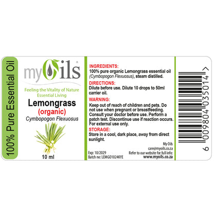 Lemongrass (Organic) Essential Oil - 10ml