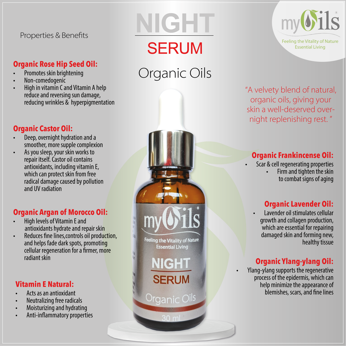 Night Serum - Organic Oils - 30 ml