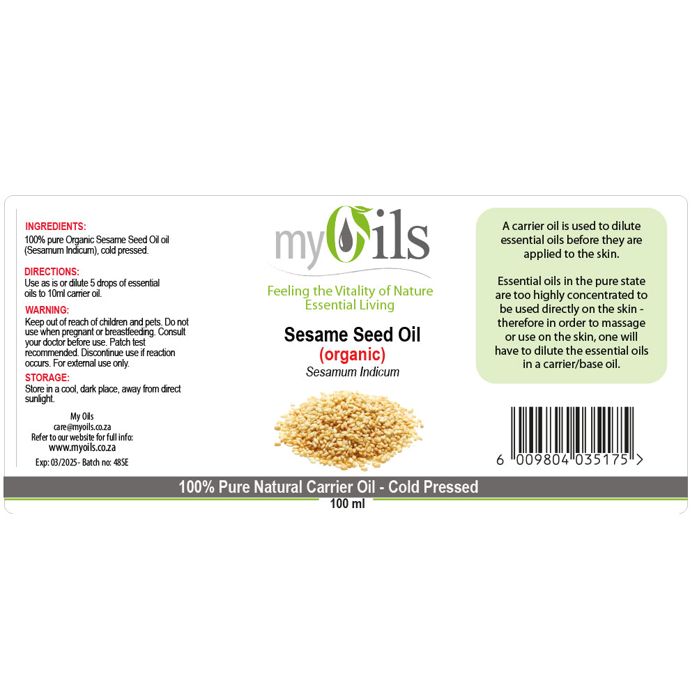 Sesame Seed (Organic) Carrier Oil - 100ml